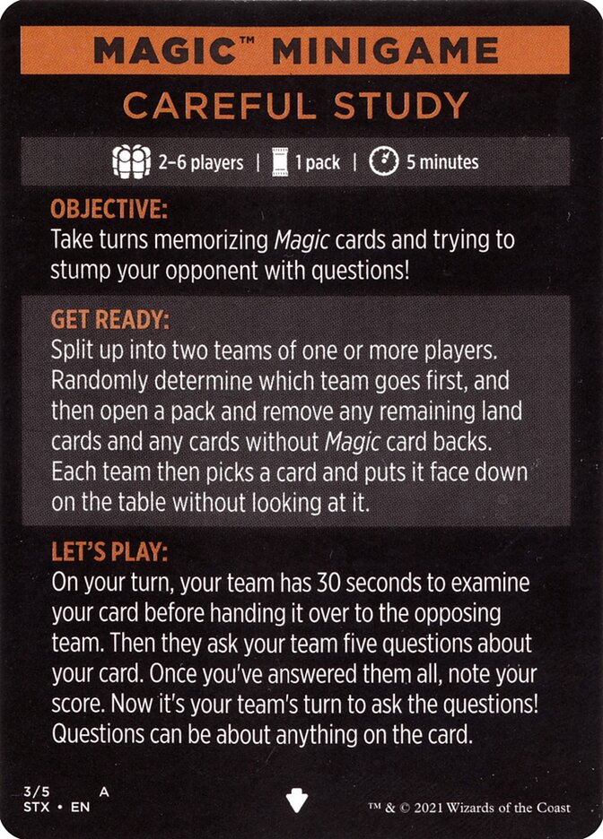 Careful Study (Magic Minigame) [Strixhaven: School of Mages Minigame] | Magic Magpie