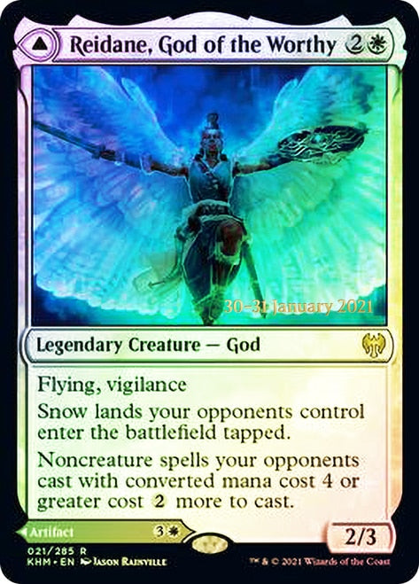 Reidane, God of the Worthy // Valkmira, Protector's Shield  [Kaldheim Prerelease Promos] | Magic Magpie