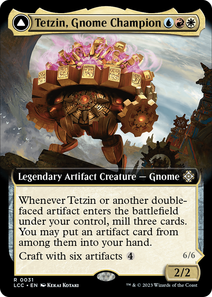 Tetzin, Gnome Champion // The Golden-Gear Colossus (Extended Art) [The Lost Caverns of Ixalan Commander] | Magic Magpie