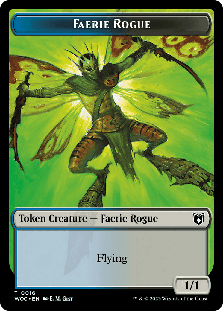 Faerie Rogue // Faerie (0016) Double-Sided Token [Wilds of Eldraine Commander Tokens] | Magic Magpie