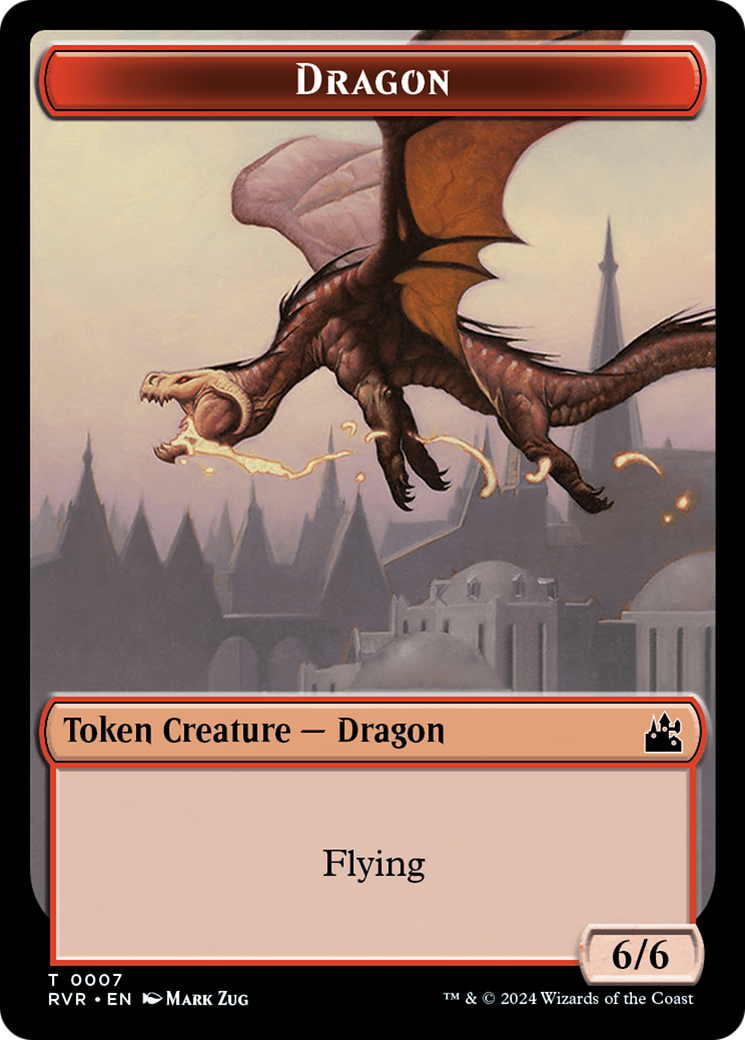 Spirit (0018) // Dragon Double-Sided Token [Ravnica Remastered Tokens] | Magic Magpie