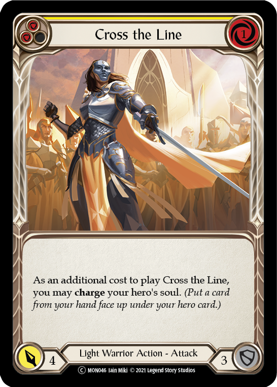 Cross the Line (Yellow) (Rainbow Foil) [U-MON046-RF] Unlimited Rainbow Foil | Magic Magpie