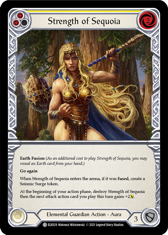 Strength of Sequoia (Yellow) [ELE029] (Tales of Aria)  1st Edition Rainbow Foil | Magic Magpie