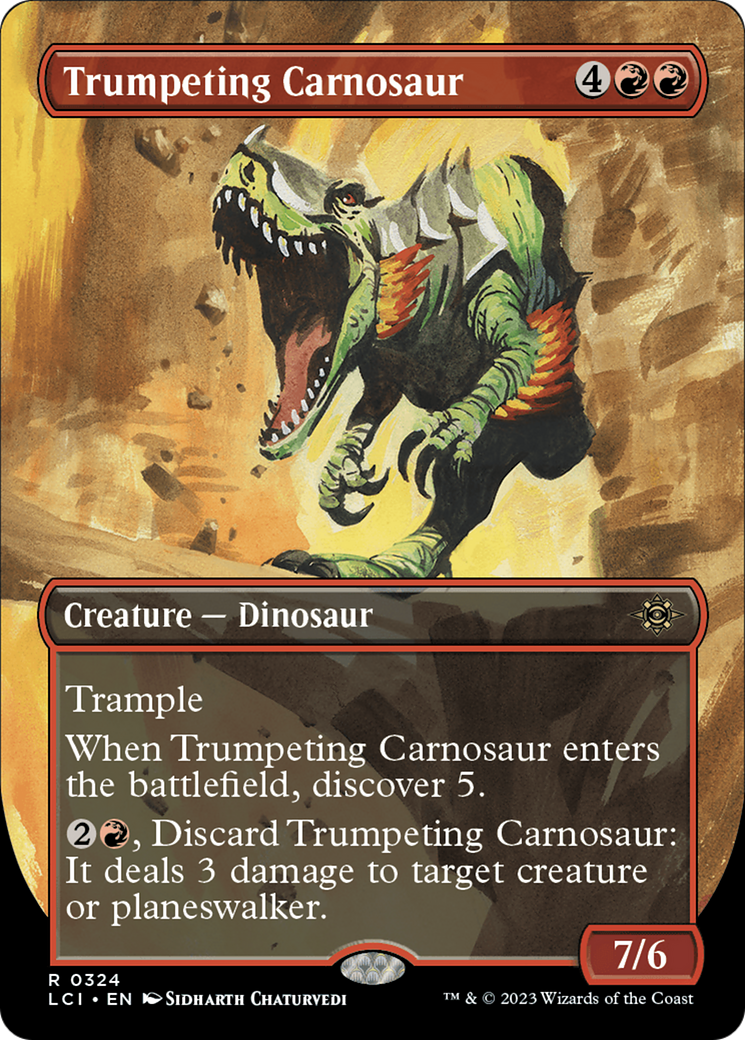 Trumpeting Carnosaur (Borderless) [The Lost Caverns of Ixalan] | Magic Magpie