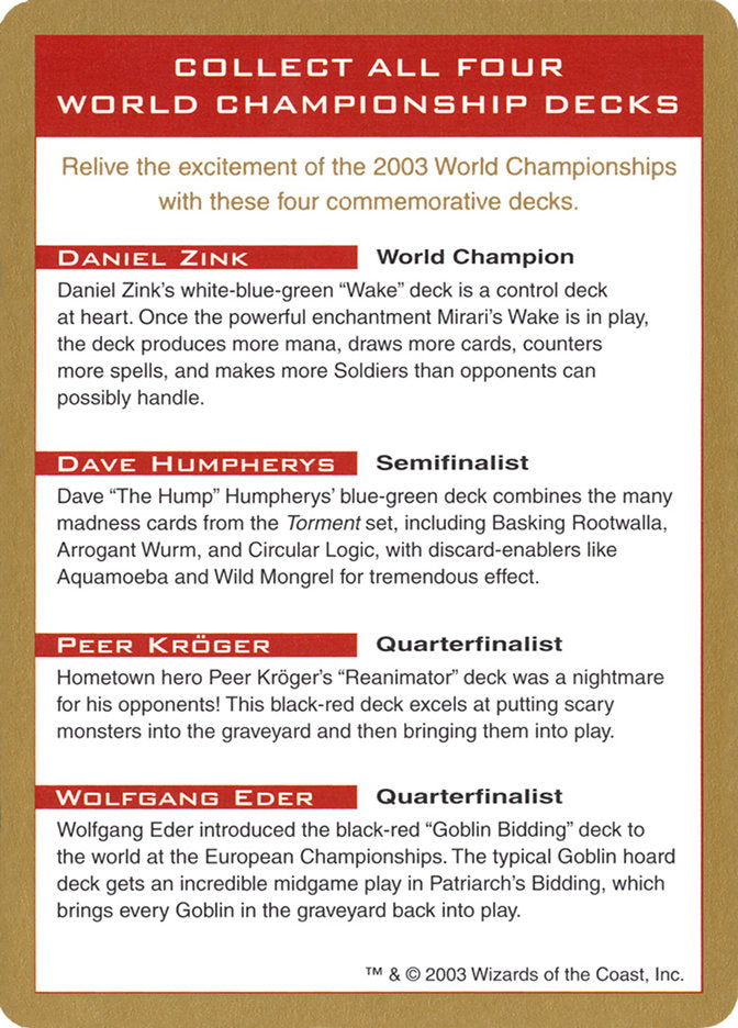 2003 World Championships Ad [World Championship Decks 2003] | Magic Magpie