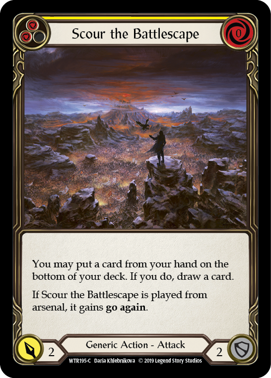 Scour the Battlescape (Yellow) [WTR195-C] Alpha Print Rainbow Foil | Magic Magpie