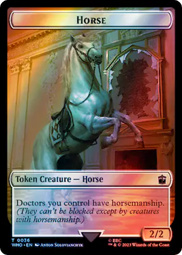 Horse // Food (0057) Double-Sided Token (Surge Foil) [Doctor Who Tokens] | Magic Magpie