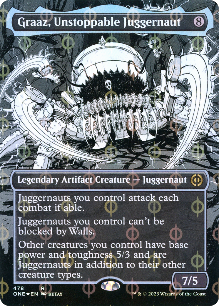 Graaz, Unstoppable Juggernaut (Borderless Manga Step-and-Compleat Foil) [Phyrexia: All Will Be One] | Magic Magpie