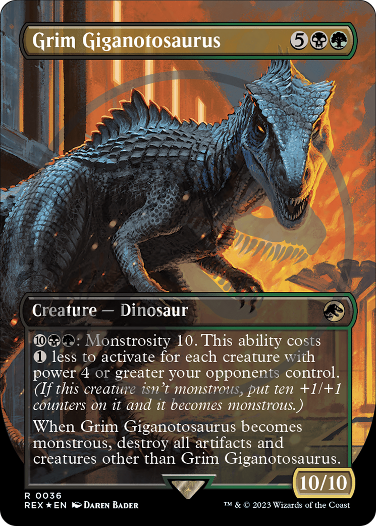 Grim Giganotosaurus Emblem (Borderless) [Jurassic World Collection Tokens] | Magic Magpie