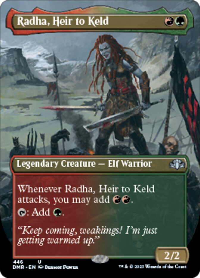 Radha, Heir to Keld (Borderless Alternate Art) [Dominaria Remastered] | Magic Magpie