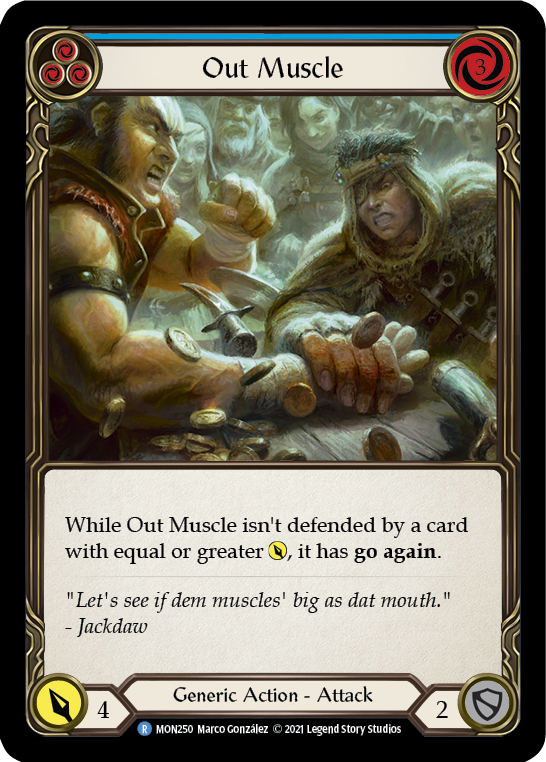 Out Muscle (Blue) (Rainbow Foil) [MON250-RF] 1st Edition Rainbow Foil | Magic Magpie