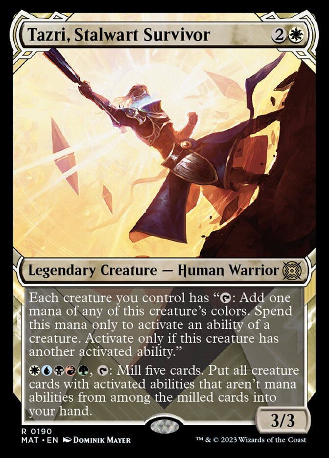 Tazri, Stalwart Survivor (Showcase Halo Foil) [March of the Machine: The Aftermath] | Magic Magpie