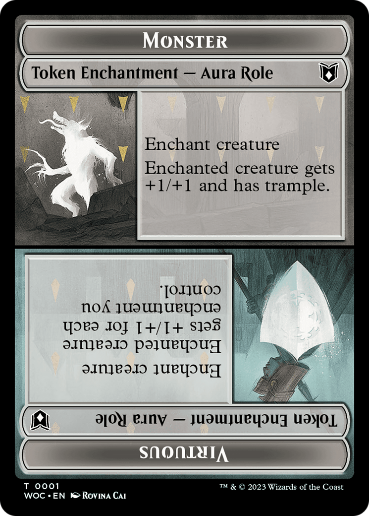 Copy // Monster Role / Virtuous Role Double-Sided Token [Wilds of Eldraine Commander Tokens] | Magic Magpie