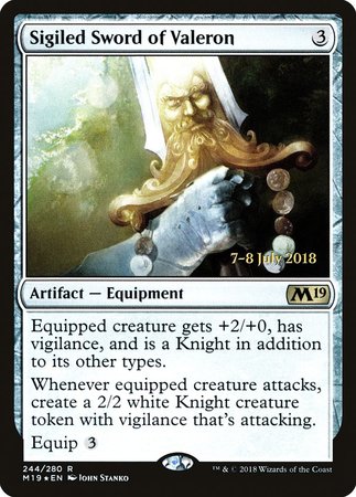 Sigiled Sword of Valeron [Core Set 2019 Promos] | Magic Magpie