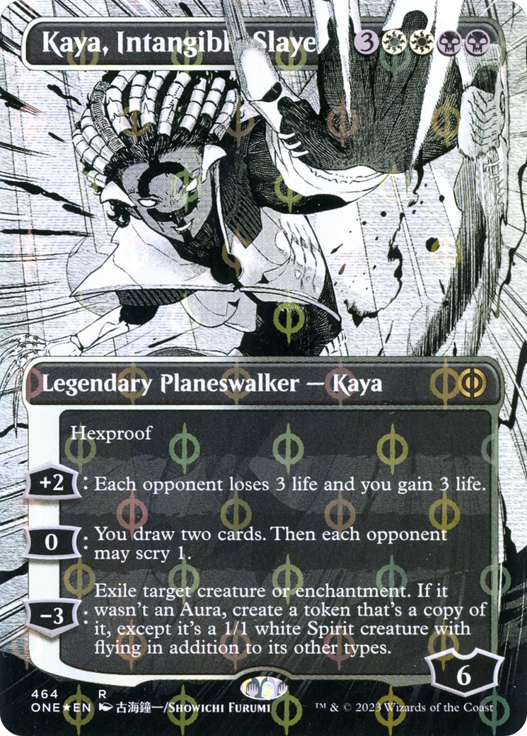 Kaya, Intangible Slayer (Borderless Manga Step-and-Compleat Foil) [Phyrexia: All Will Be One] | Magic Magpie