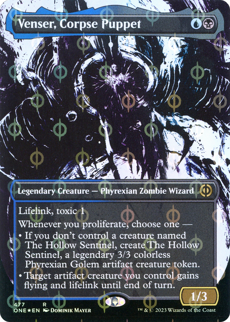 Venser, Corpse Puppet (Borderless Ichor Step-and-Compleat Foil) [Phyrexia: All Will Be One] | Magic Magpie