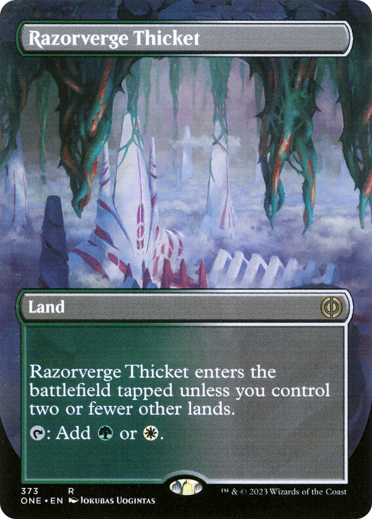 Razorverge Thicket (Borderless Alternate Art) [Phyrexia: All Will Be One] | Magic Magpie