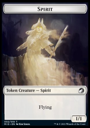 Spirit // Zombie (015) Double-sided Token [Innistrad: Midnight Hunt Tokens] | Magic Magpie