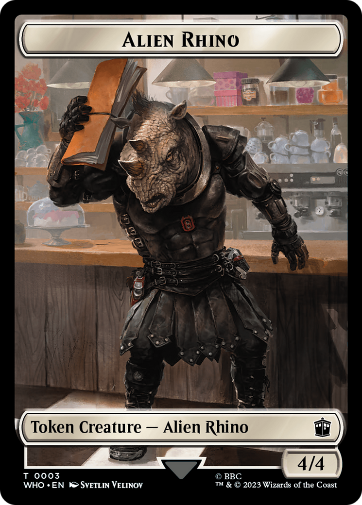 Alien Rhino // Alien Salamander Double-Sided Token (Surge Foil) [Doctor Who Tokens] | Magic Magpie