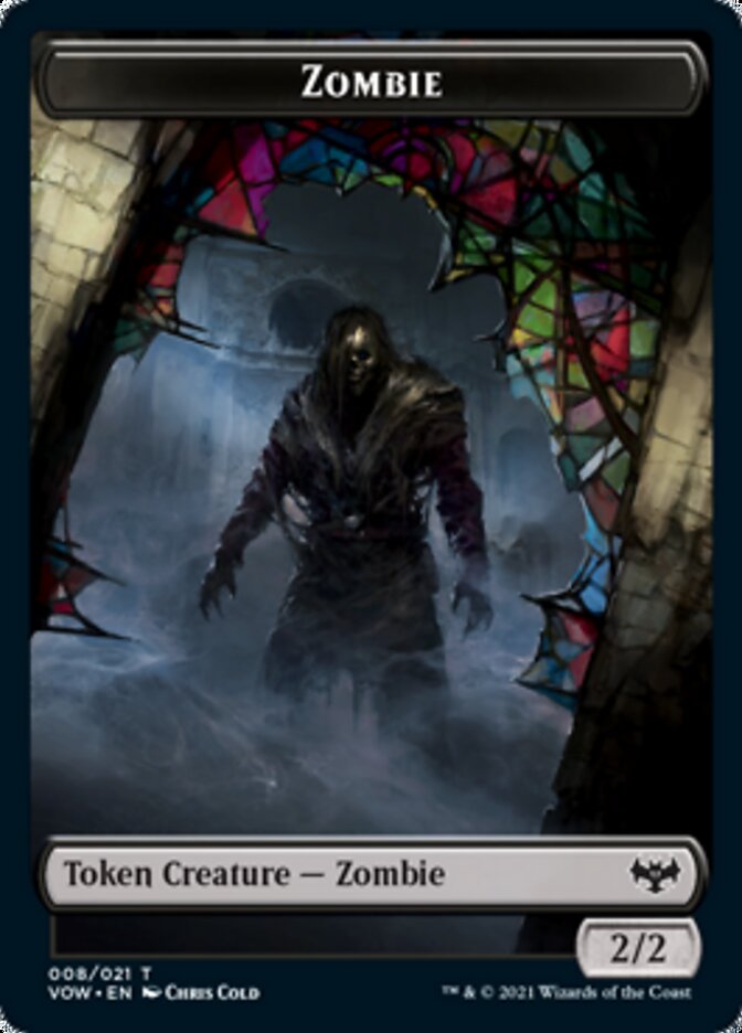 Zombie (008) // Treasure Double-sided Token [Innistrad: Crimson Vow Tokens] | Magic Magpie