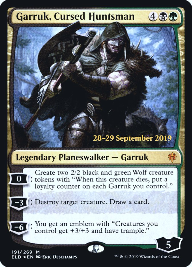 Garruk, Cursed Huntsman  [Throne of Eldraine Prerelease Promos] | Magic Magpie