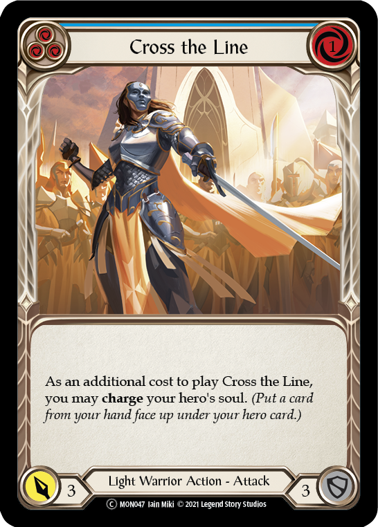 Cross the Line (Blue) (Rainbow Foil) [U-MON047-RF] Unlimited Rainbow Foil | Magic Magpie