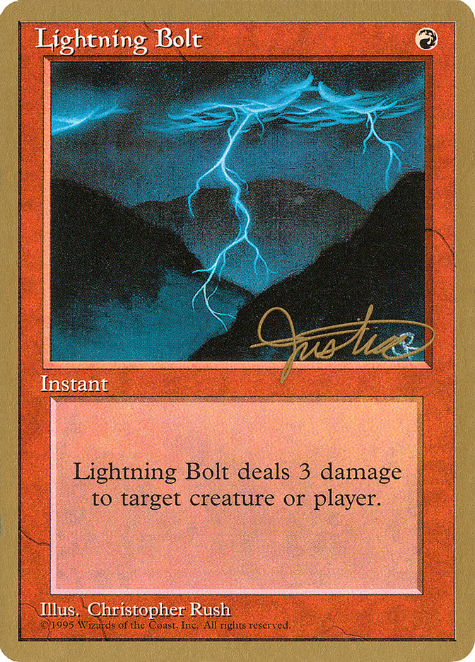 Lightning Bolt (Mark Justice) [Pro Tour Collector Set] | Magic Magpie