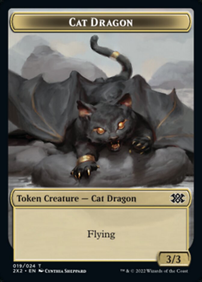 Cat Dragon // Knight Double-sided Token [Double Masters 2022 Tokens] | Magic Magpie