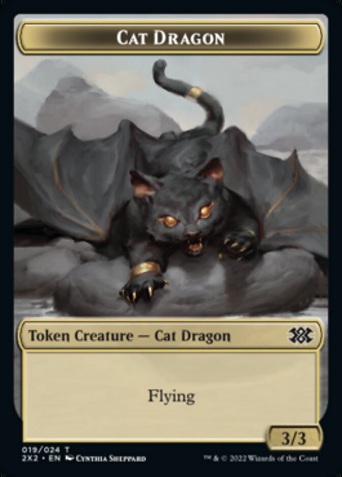 Cat Dragon // Soldier Double-sided Token [Double Masters 2022 Tokens] | Magic Magpie