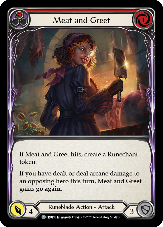Meat and Greet (Red) [CRU151] 1st Edition Rainbow Foil | Magic Magpie