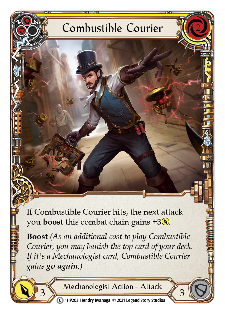 Combustible Courier (Yellow) [1HP203] | Magic Magpie