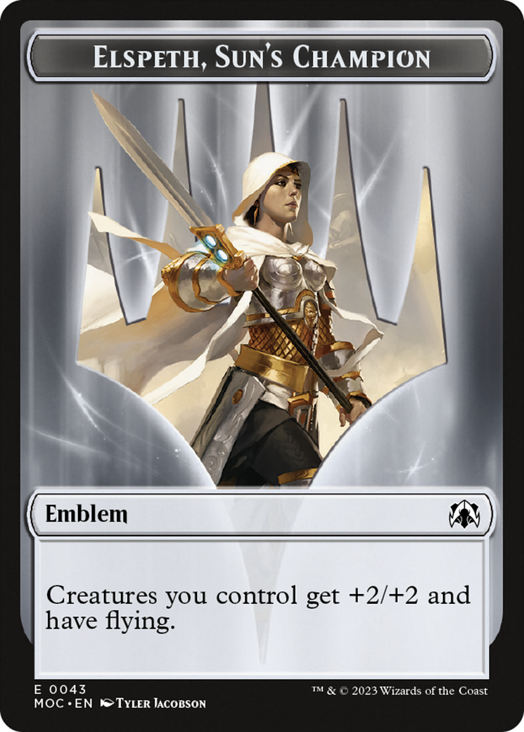 Warrior // Elspeth, Sun's Champion Emblem Double-Sided Token [March of the Machine Commander Tokens] | Magic Magpie