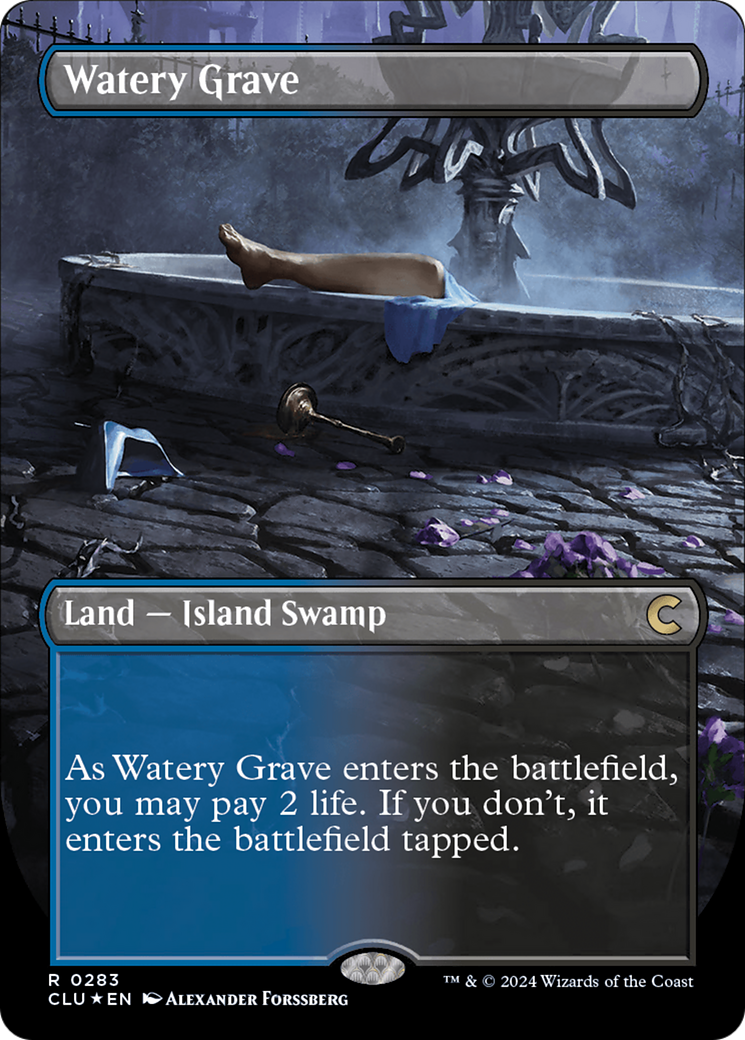 Watery Grave (Borderless) [Ravnica: Clue Edition] | Magic Magpie