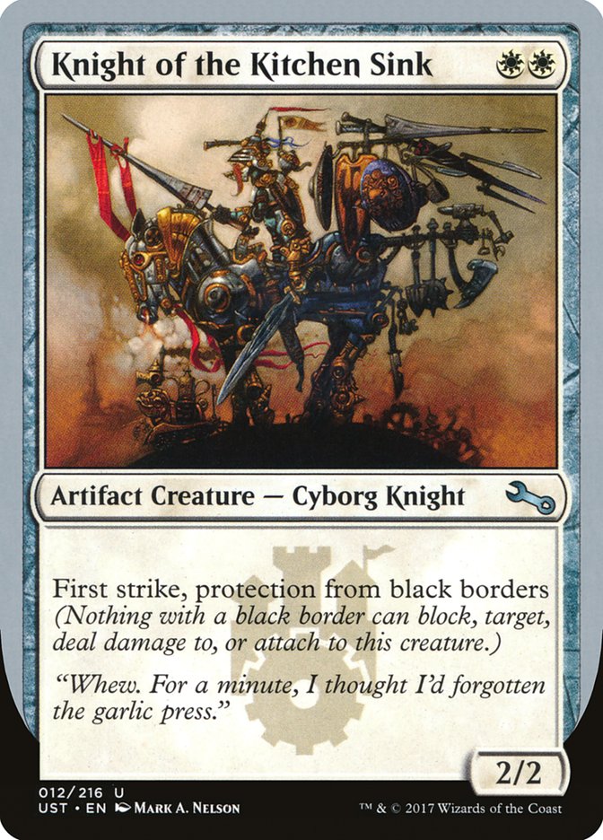 Knight of the Kitchen Sink ("protection from black border") [Unstable] | Magic Magpie