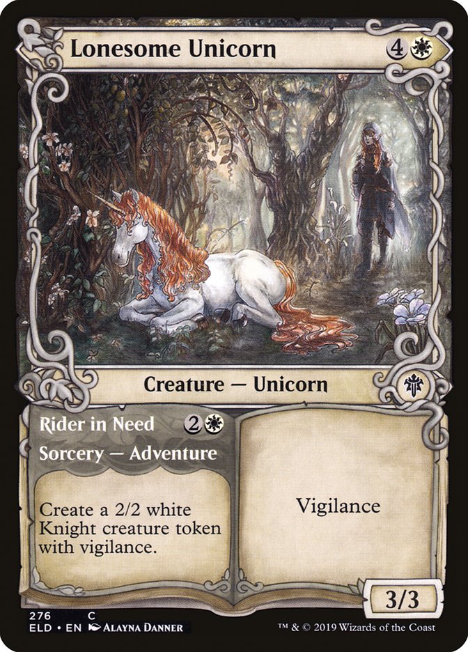 Lonesome Unicorn // Rider in Need (Showcase) [Throne of Eldraine] | Magic Magpie