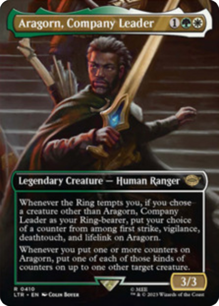 Aragorn, Company Leader (Borderless Alternate Art) [The Lord of the Rings: Tales of Middle-Earth] | Magic Magpie