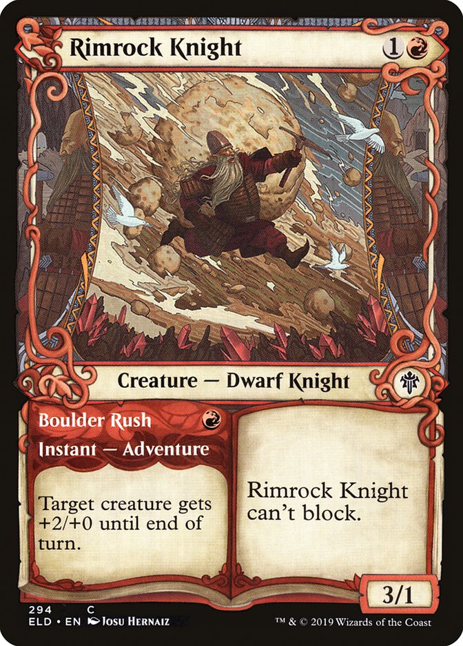 Rimrock Knight // Boulder Rush (Showcase) [Throne of Eldraine] | Magic Magpie