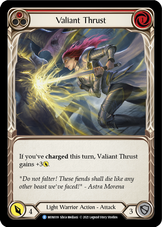 Valiant Thrust (Red) [MON039] 1st Edition Normal | Magic Magpie