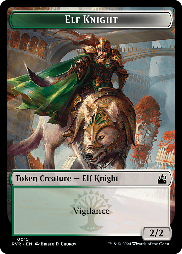 Elf Knight // Zombie Double-Sided Token [Ravnica Remastered Tokens] | Magic Magpie