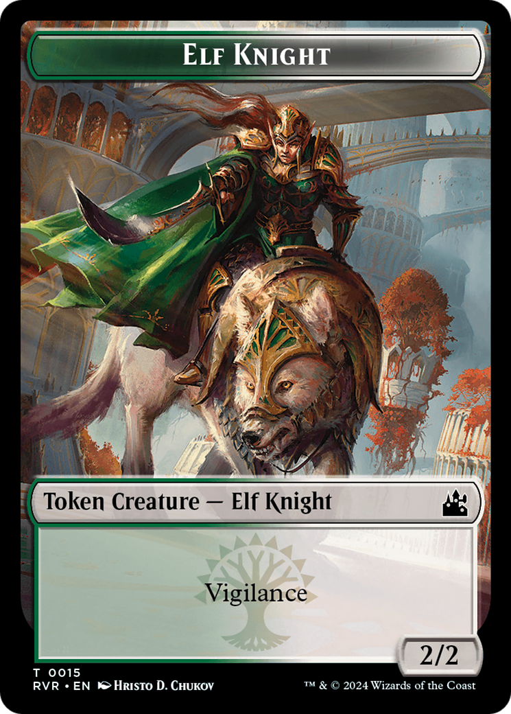 Elf Knight // Dragon Double-Sided Token [Ravnica Remastered Tokens] | Magic Magpie