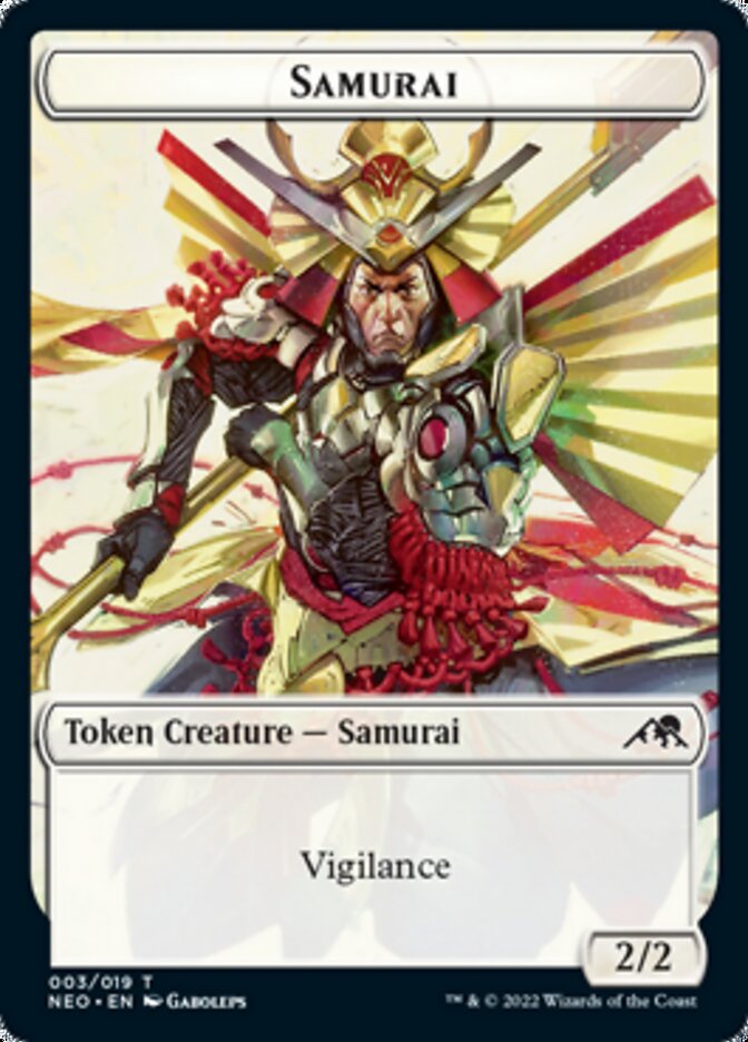 Samurai // Tezzeret, Betrayer of Flesh Emblem Double-sided Token [Kamigawa: Neon Dynasty Tokens] | Magic Magpie