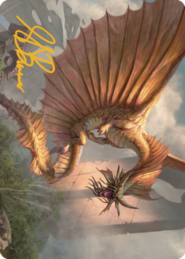 Ancient Gold Dragon Art Card (28) (Gold-Stamped Signature) [Commander Legends: Battle for Baldur's Gate Art Series] | Magic Magpie