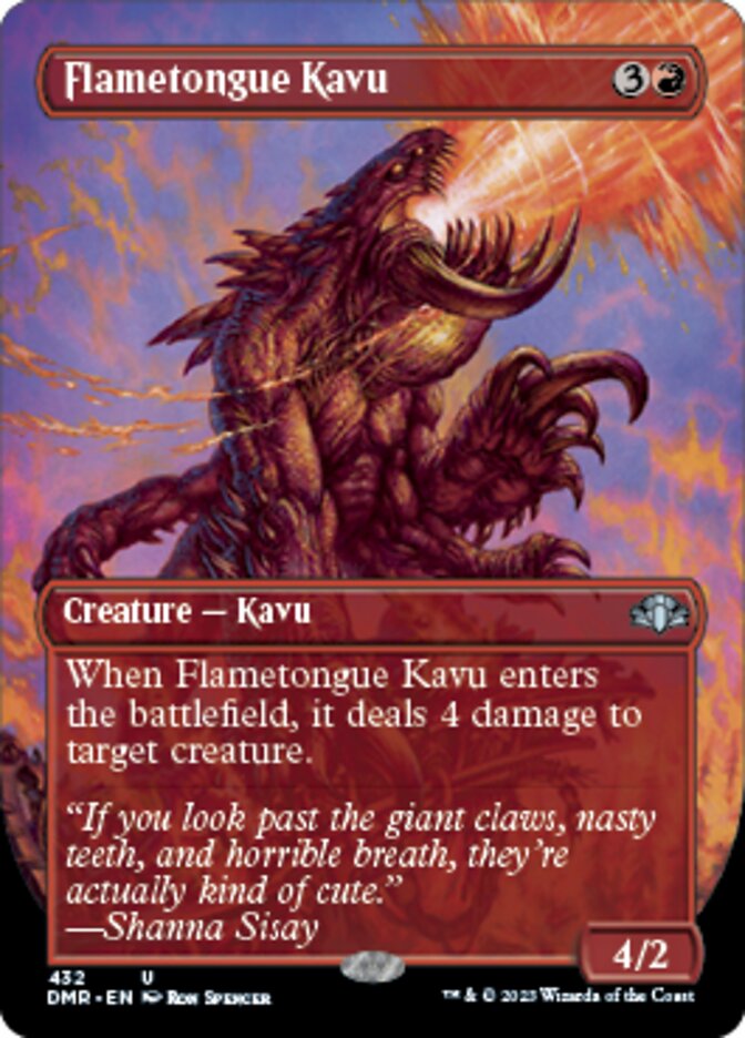 Flametongue Kavu (Borderless Alternate Art) [Dominaria Remastered] | Magic Magpie