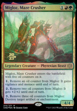 Migloz, Maze Crusher [Phyrexia: All Will Be One Prerelease Promos] | Magic Magpie
