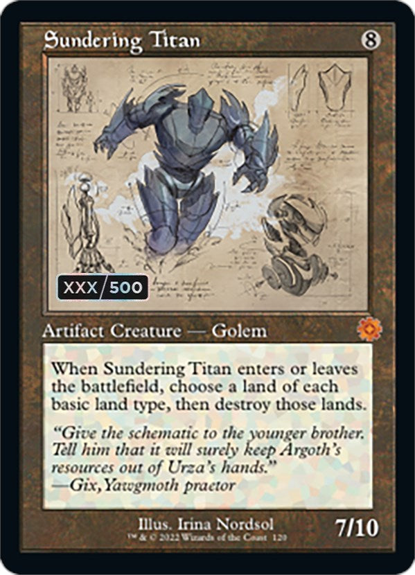 Sundering Titan (Retro Schematic) (Serial Numbered) [The Brothers' War Retro Artifacts] | Magic Magpie