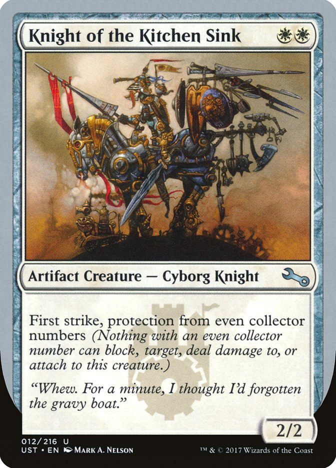 Knight of the Kitchen Sink ("protection from even collector numbers") [Unstable] | Magic Magpie