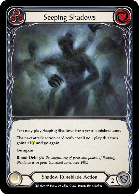 Seeping Shadows (Blue) (Rainbow Foil) [U-MON167-RF] Unlimited Rainbow Foil | Magic Magpie