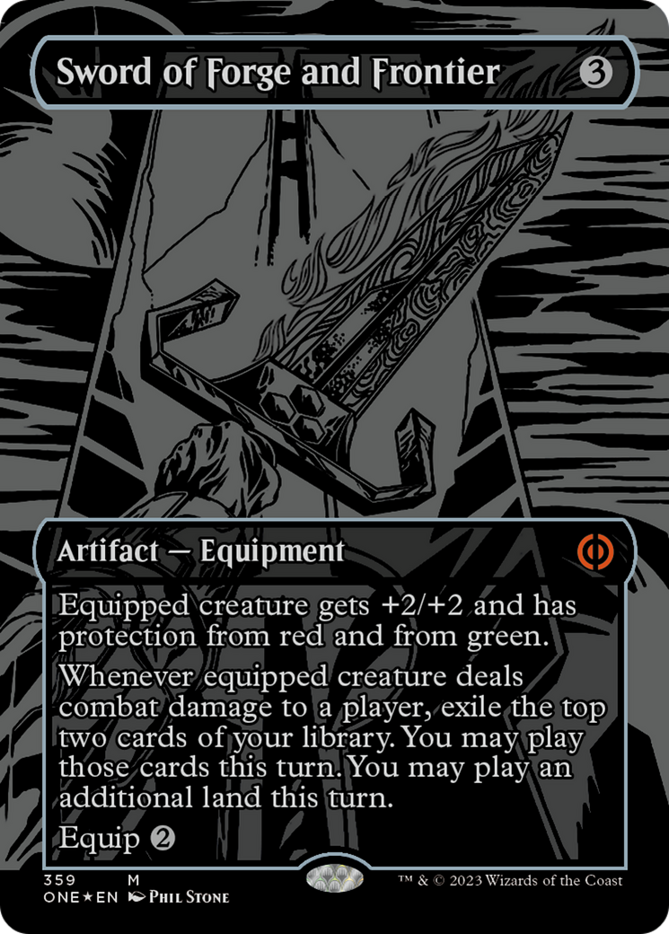 Sword of Forge and Frontier (Oil Slick Raised Foil) [Phyrexia: All Will Be One] | Magic Magpie