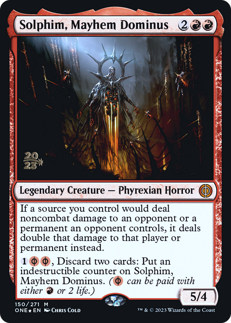 Solphim, Mayhem Dominus [Phyrexia: All Will Be One Prerelease Promos] | Magic Magpie