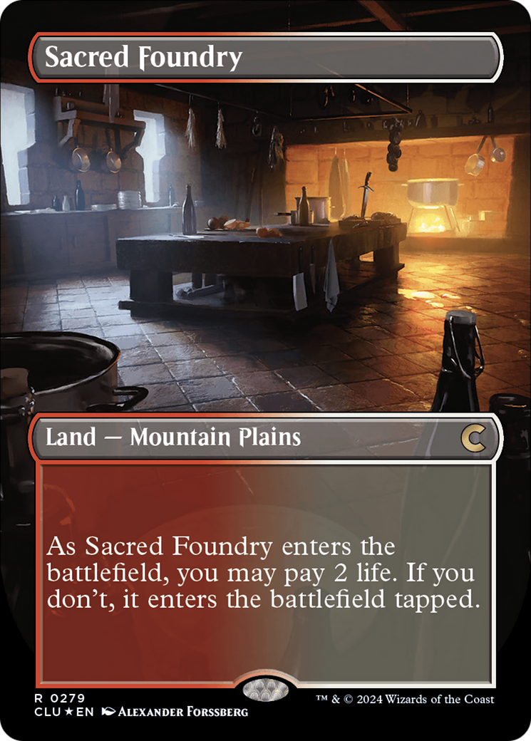 Sacred Foundry (Borderless) [Ravnica: Clue Edition] | Magic Magpie